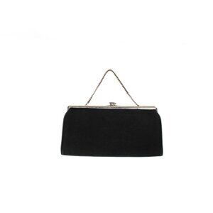 Vintage Late 1950s–60s National Black Fabric Handbag Canadian Made Silver Chain